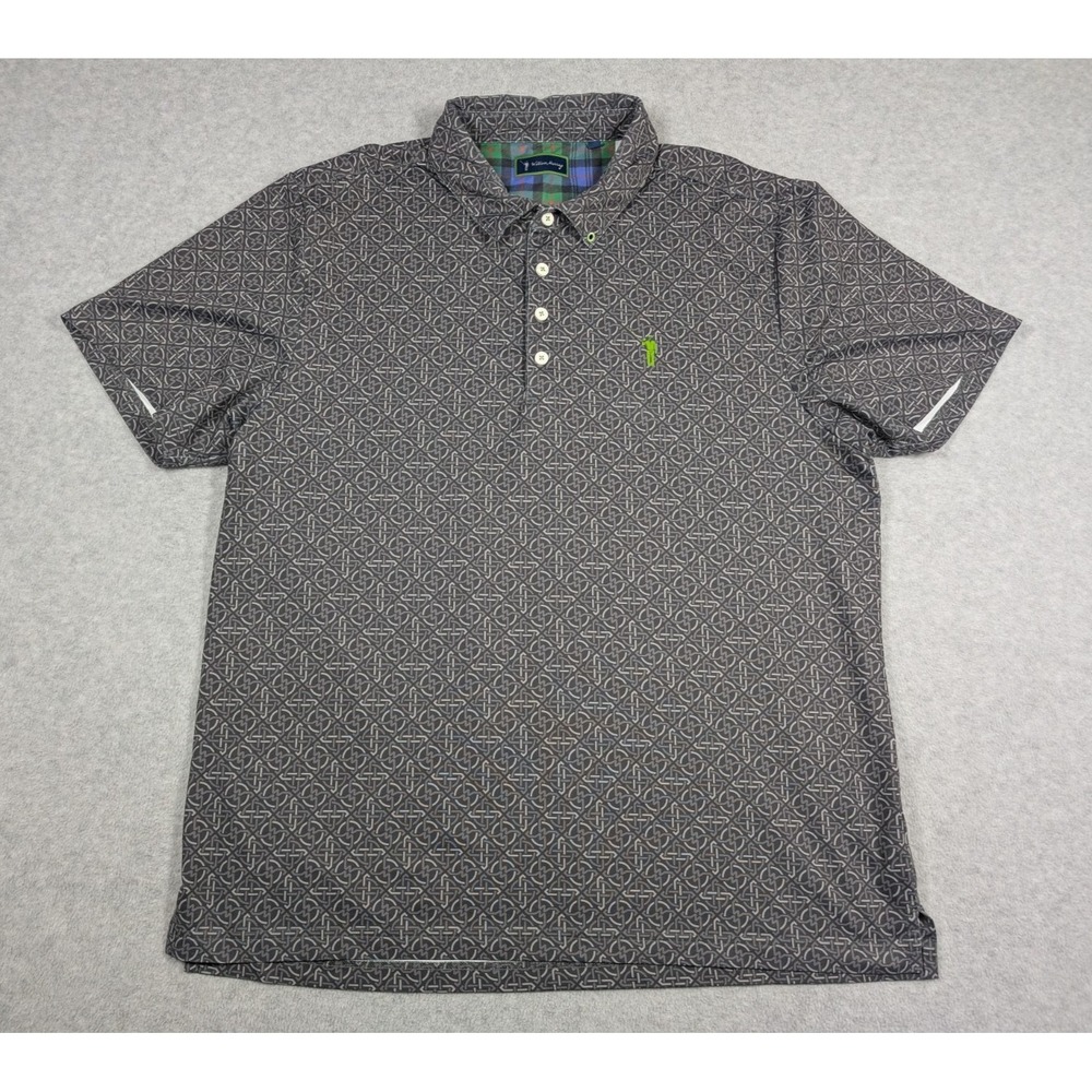 William Murray Men Shirt XL Woven Print Performance Golf Polo Stretch